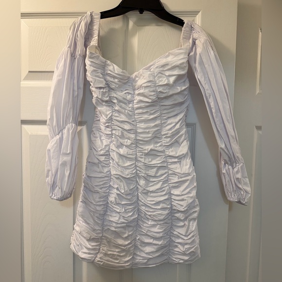 House of CB X Mistress Rocks Cross My Mind Off Shoulder Ruched Mini Dress - Picture 3 of 4